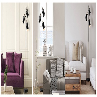 Adjustable 67'' Matte Black 3-Light Track Tree Floor Lamp