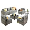 Marlton 8pc Wicker Outdoor Patio Furniture Set Conversation Sofa Sectional with a Swivel Chair and Cushions - 2 of 4