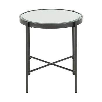 Carlo Round End Table with Glass Top Black - Picket House Furnishings