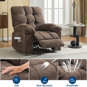 Rocking Recliner Chair with Massage and Heat Function, Ergonomic Breathable Fabric,2 Side Pockets  ,for Living Room,Bedroom - 1 of 4