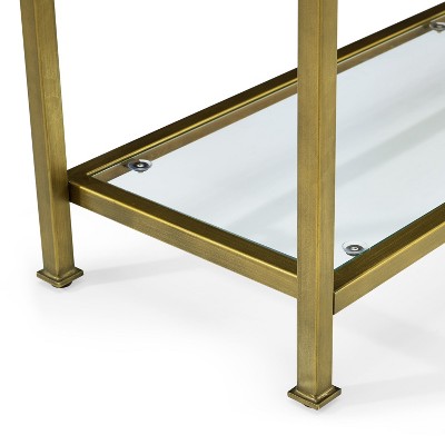 Gold and Glass Console Table with Storage Shelves