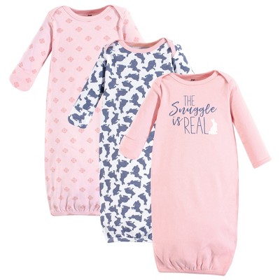 Yoga Sprout Baby Girls Cotton Long-Sleeve Gowns 3pk, Snuggle Bunny