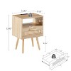 Conner 15.75" Rattan Nightstands with Drawer and Solid Wood Legs, Bedside End Table for Living Room, Bedroom, Indoor Furniture - The Pop Home - 4 of 4