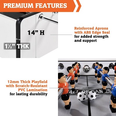 Phoenix 56'' White and Black Foosball Table with Engineered Wood Frame