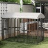 Acekool Outdoor Dog Kennel for Large Dogs, Heavy Duty Metal Dog Enclosure with Roof & Feeding Bowls, 4x4x6FT - 4 of 4