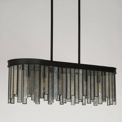 Matte Black and Mercury Glass 6-Light Linear Chandelier