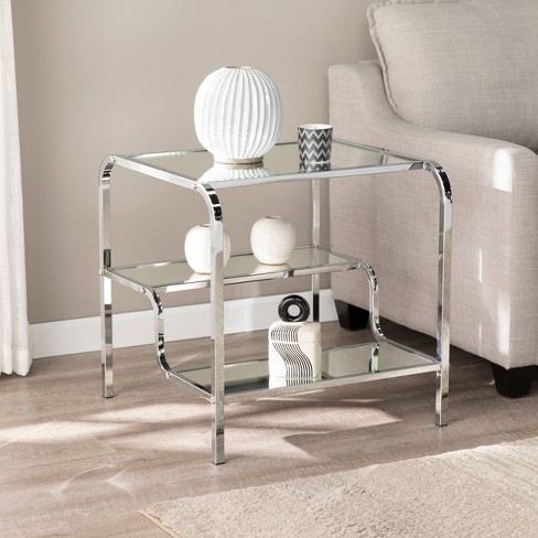 Vyran Mirrored End Table Chrome Aiden Lane