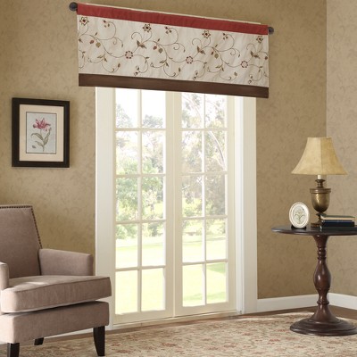 Spice Floral Embroidered Light Filtering Rod Pocket Valance