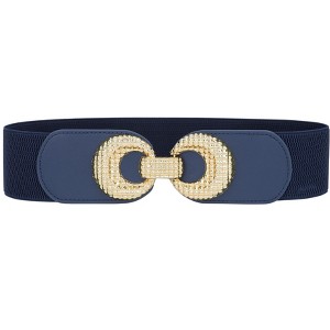 INSPIRE CHIC Women's Elastic Belt Alloy Double Ring Buckle Fashion Suitable for Skirt Dress - 1 of 4