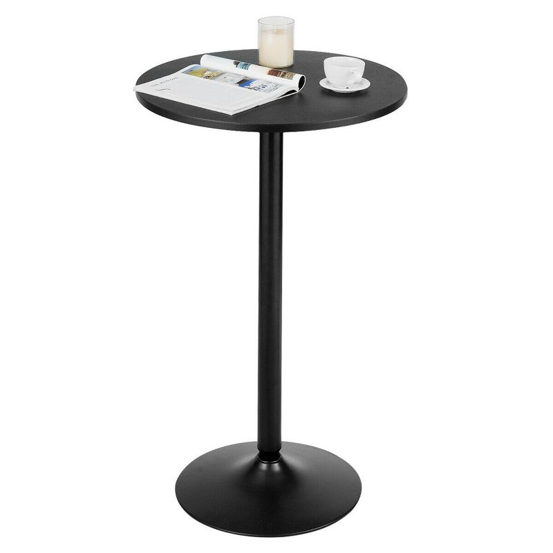 Costway 24" Round Pub Table Bistro Bar Height Cocktail Table W/Metal Base Indoor Black, 1 of 11