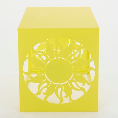 Yellow Metal Sun Icon Square Side Table