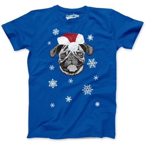 Mens Santa Pug Ugly Christmas Sweater Holiday T Shirt - Crazy Dog Men's T Shirt - image 1 of 4