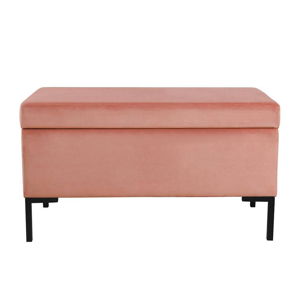 Photos - Chair Medium Storage Bench with Metal Legs Blush Velvet - HomePop