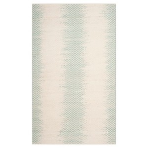 Light Green/Ivory Abstract Loomed Area Rug - (5