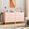 Dresser for Bedroom with 3 Drawer, Modern Dressers Chest of Drawers, with Wide Drawers and Metal Handles, Wood Dressers, Pink - 3 of 4