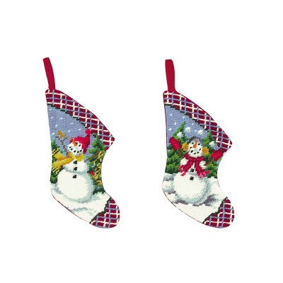 C&F Home Snow Fun Petit Point Mini Stocking A/2