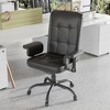 VECELO Ergonomic Leather Office Chair, Adjustable Swivel Desk Chair with Armrests & Lumbar Support, Black/Brown - 4 of 4