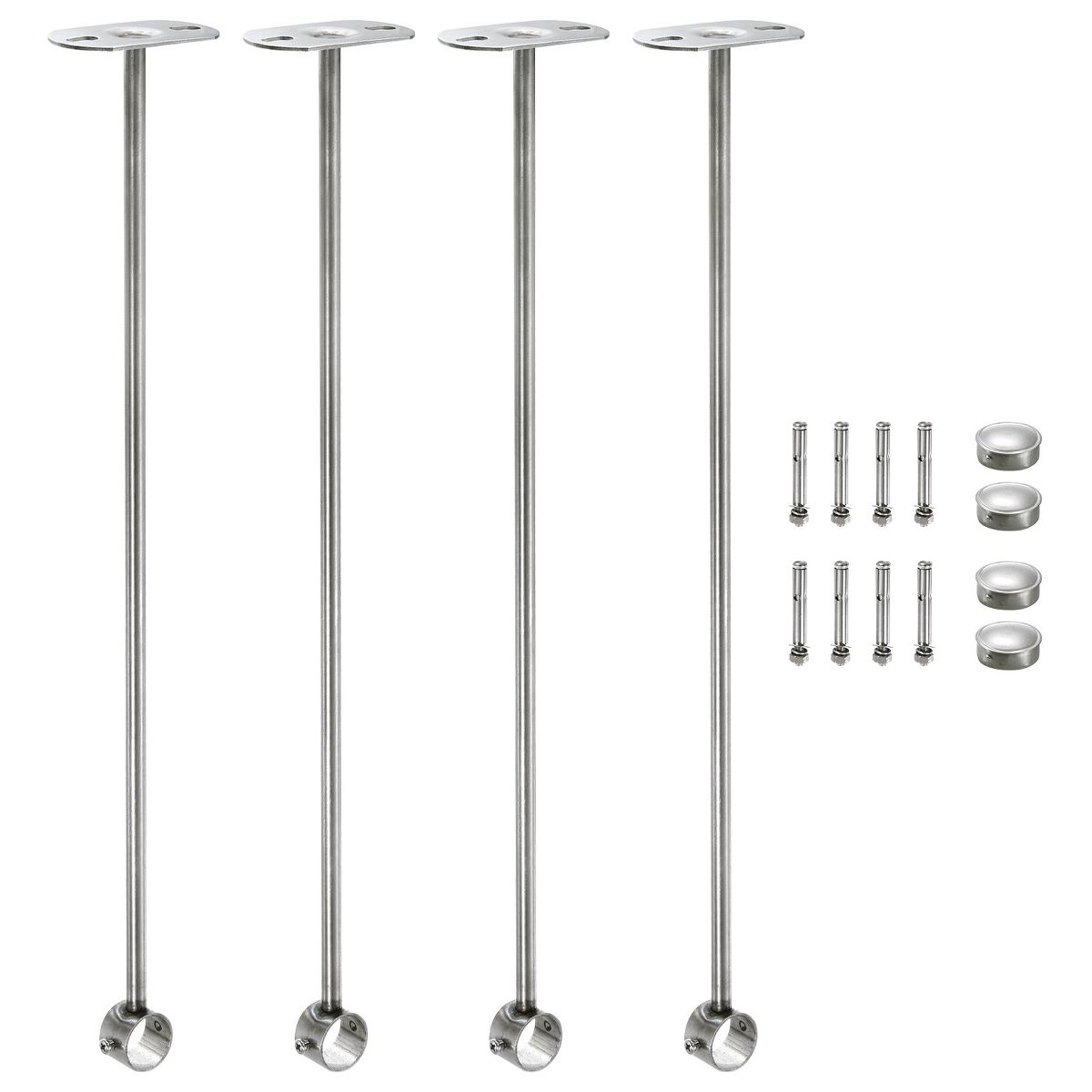 Unique Bargains Ceiling Mount Stainless Steel Durable Wardrobe Pipe Bracket 4 Pcs