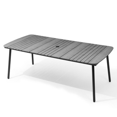 Pellebant 2.1m Patio Dining Table 6-8 People Durable WPC Tabletop Aluminum Frame Indoor/Outdoor Dining Table for Backyards Poolside Gardens