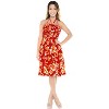 LA LEELA Women's Tube Dress Mini Boho Dress One Size Ruby Floral Hibiscus - 4 of 4