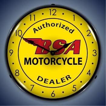 Collectable Sign & Clock | BSA Motorcycle LED Wall Clock Retro/Vintage, Lighted - Great For Garage, Bar, Mancave, Gym, Office etc 14 Inches