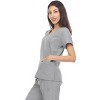 Hey Collection Women's Stretch Mock Neck Medical Scrub Top with Princess Seam - 3 of 4