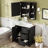 Whisen 30" Bathroom Storage Cabinet Bathroom Vanity with Mirror Cabinet, 3 Drawers and Adjustable Shelves - 2 of 4