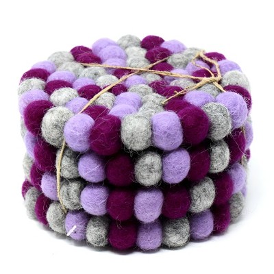 Slickblue Handmade Seasonal Felt Coasters – Set of 4, 4" Diameter, for Stylish Table Protection in 15 Colors Options