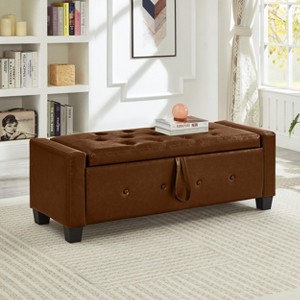 Ottoman with Storage, Upholstered Tufted Bench with Safety Hinge, Entryway Bench with Seating for Bedroom - 1 of 4