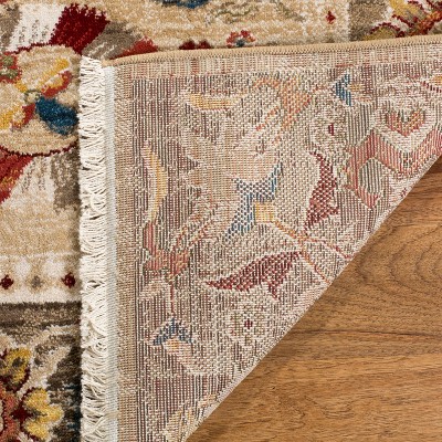 Beige and Taupe Floral Synthetic 8' x 10' Area Rug