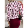 Women's V-Neck Long-Sleeve Striped Shirt Lightweight Button-Down Blouse for Casual or Work Wear - 3 of 3