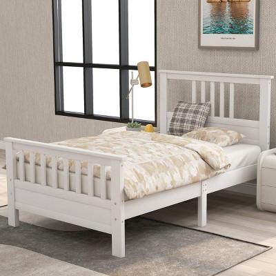 Streamdale Wood Platform Bed with Headboard and Footboard, Twin (White)