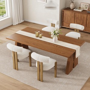 Upholstered Dining Chairs,Modern Boucle  Dining Room Chairs with  Ergonomic Curved Back , Comfortable Kitchen Chairs - 1 of 4