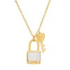 Steeltime Ladies stainless steel mother of pearl and simulated diamonds tiny lock (Lucky) and key necklace. Color Options: Silver, Gold, Rose Gold - 2 of 4