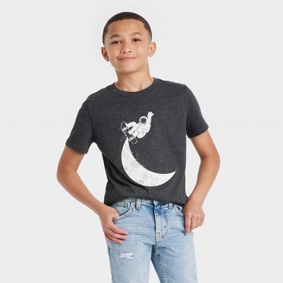 Boys' Moon Skater Short Sleeve Graphic T-Shirt - Cat & Jack™ Charcoal Gray
