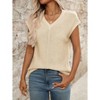 Womens Tops Casual V Neck Short Sleeve Chunky Knit Sweater Top - 2 of 4