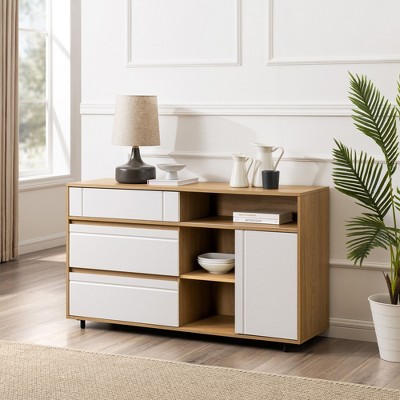 52" Coastal Oak and White Contemporary Storage Sideboard