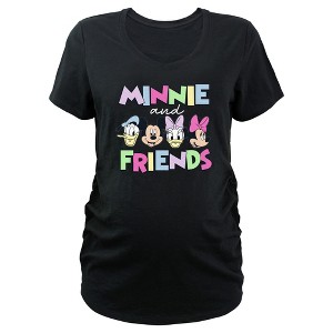 Women's Mickey & Friends Colorful Logo and Faces Maternity T-Shirt - 1 of 3