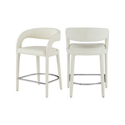 Meridian Furniture,Sylvester Cream Vegan Leather Stool