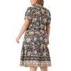 Agnes Orinda Women's Plus Size Summer Boho Casual V Neck Short Sleeve Floral Print Beach Midi A Line Dress - 4 of 4