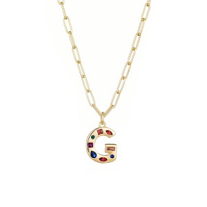 Adornia 14k Gold Plated Funky Initial Paperclip Chain Necklace - 1 of 3