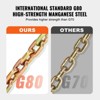VEVOR G80 Transport Binder Chain, 5/16" x 10.3' Tow Chain with Clevis Grab Hooks, 4900 lbs Safe Working Load, Heavy Duty Trailer Logging Chain - 4 of 4