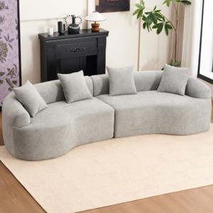 110'' Curved Modular Sectional Sofa with 4 Pillows, Deep Seat Chenille Sleeper Couch for 4 People in Living Room or Apartment–The Pop Home - 1 of 4