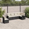 vidaXL 6 Piece Patio Sofa Set with Cushions Black Poly Rattan - Black and Cream Without Table - 2 of 4