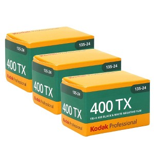 Kodak Professional 400TX Tri-X 400 Black & White Negative Film, 24 Exposures (1590652) - 3 Pack - 1 of 2