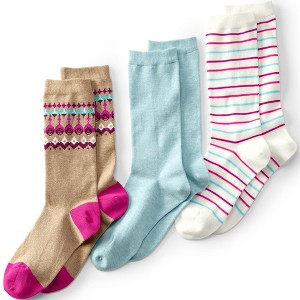 Lands' End Women's 3-Pack Seamless Pattern Crew Socks - 1 of 2