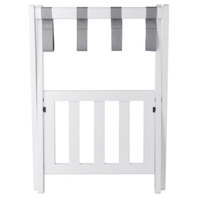 White Folding Wood Luggage Rack with Shelf