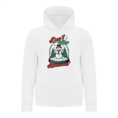 Everyday Kids Christmas Collection Don’t Stop Believin’ Pullover Hoodie – Holiday Snowman Sweatshirt