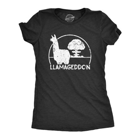 Womens Llamageddon T Shirt Funny Sarcastic Dooms Day Llama Explosion Graphic Tee For Ladies - Crazy Dog Women's T Shirt - image 1 of 4