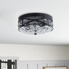 Dewdrop 2-Light Flush Mount Ceiling Light, Ripple Textured Glass Shade with Black Iron Frame for Hallway - 3 of 4